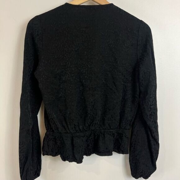 Buffalo David Bitton Womens S Black Animal V Neck Long Sleeve Blouse Top Blouse - Picture 10 of 15